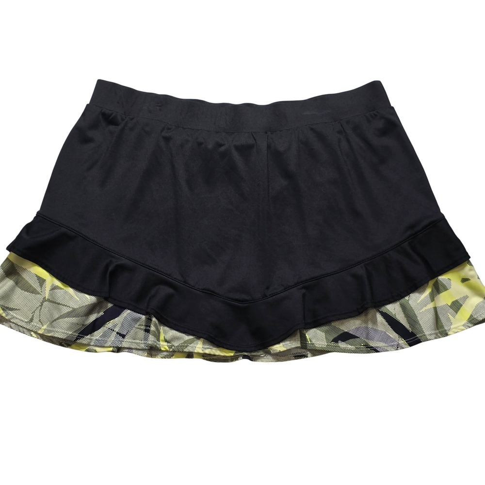 Tail Womens Black Yellow Gray Ruffle Golf Tennis Skort Skirt Size L Pull On